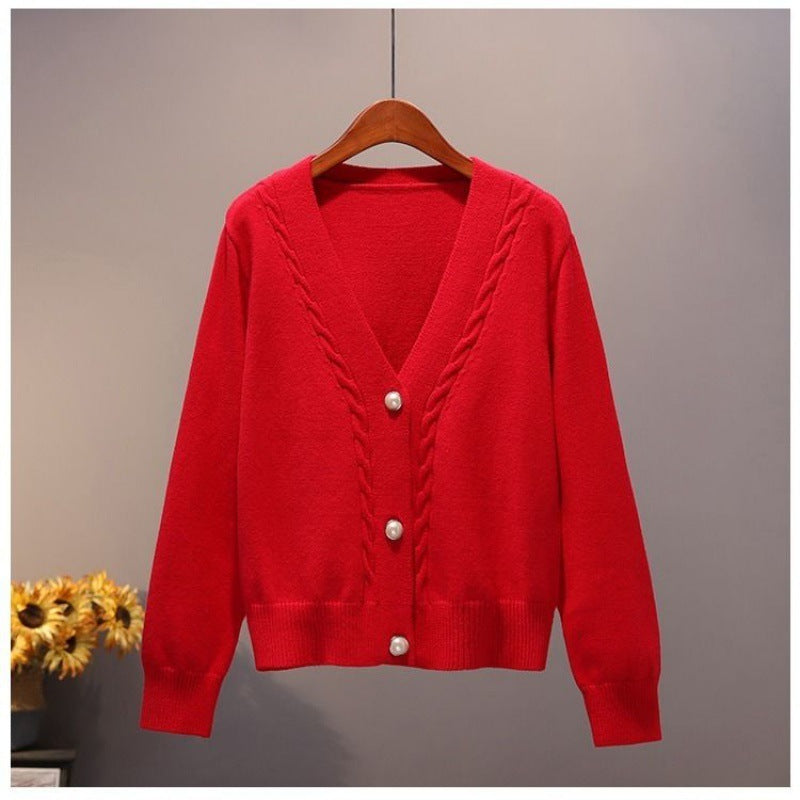 Versatile Outer Short Sweater Red
