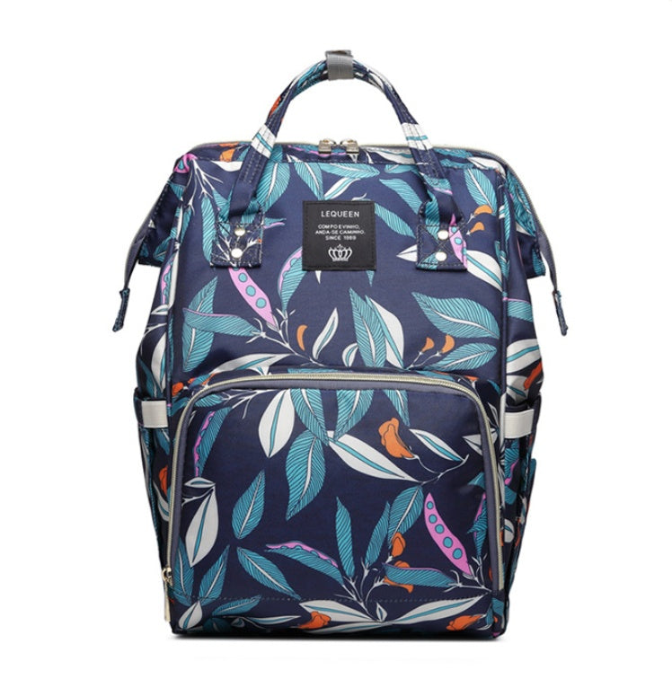SS Maternity Nappy Bag Blue Leaves