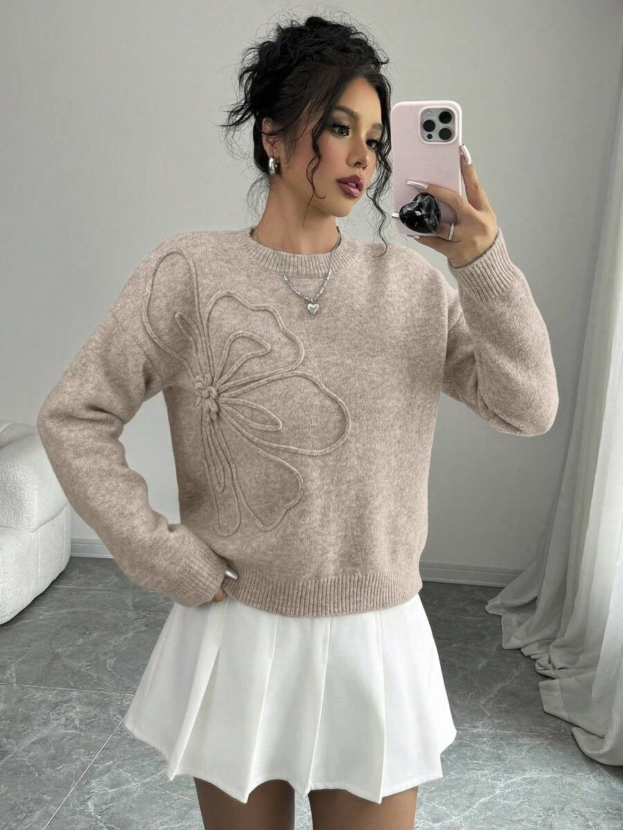 SS Flower Sweater Khaki