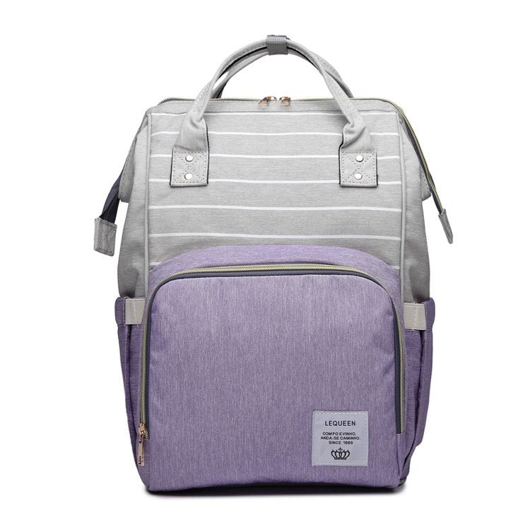 SS Maternity Nappy Bag Purple stripe