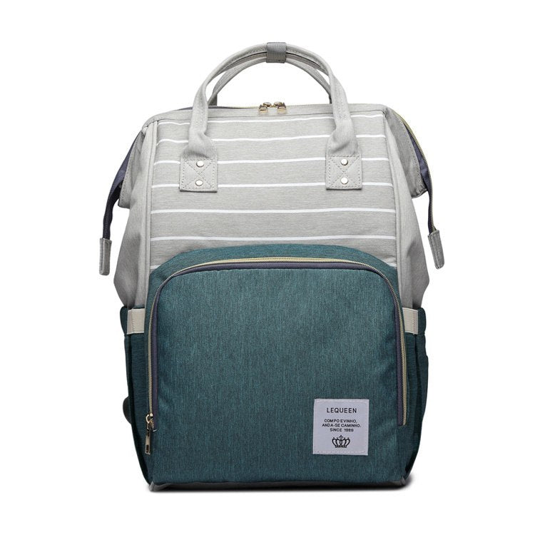 SS Maternity Nappy Bag Green stripe