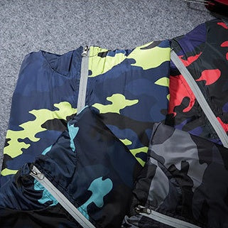 Camouflage Jackets Casual Mens Hooded Luminous Zipper Jacket