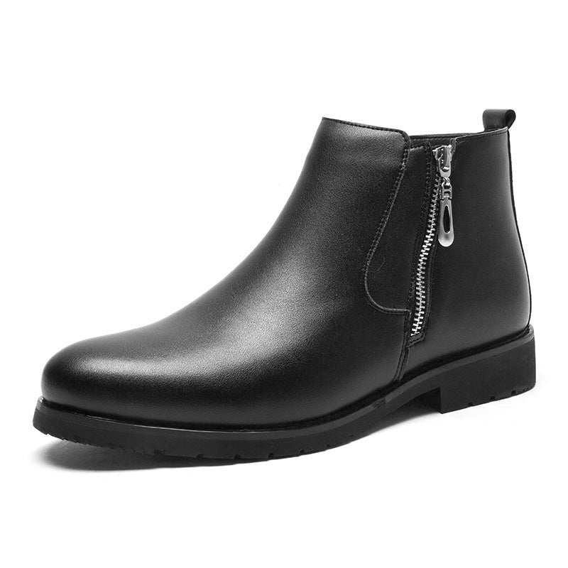leather formal shoes for men big size shoes men fas Black