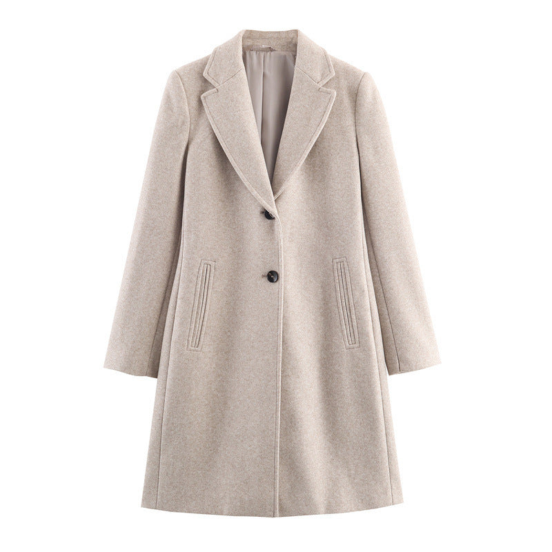 SS Fall Soft Padded Shoulder Overcoat Khaki