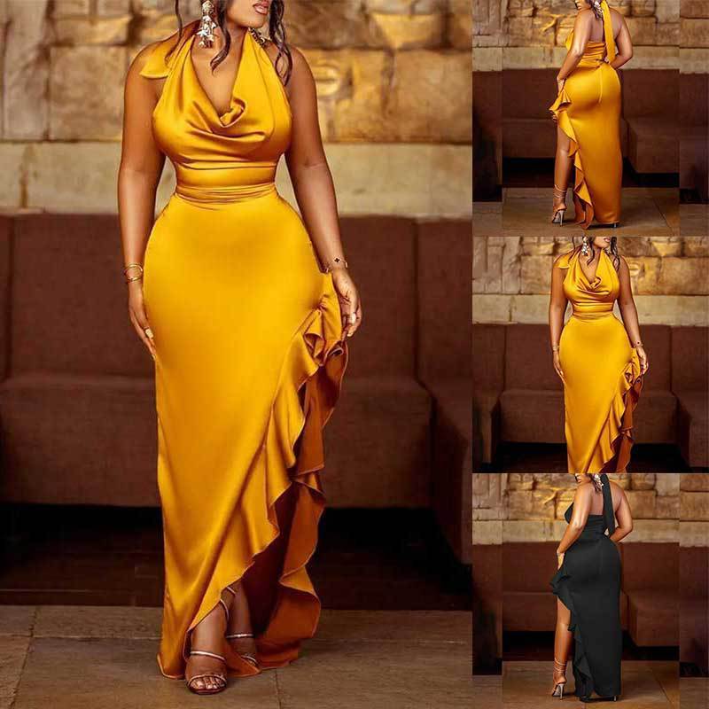 Women’s Elegant Sleeveless Halter Sheath Dress