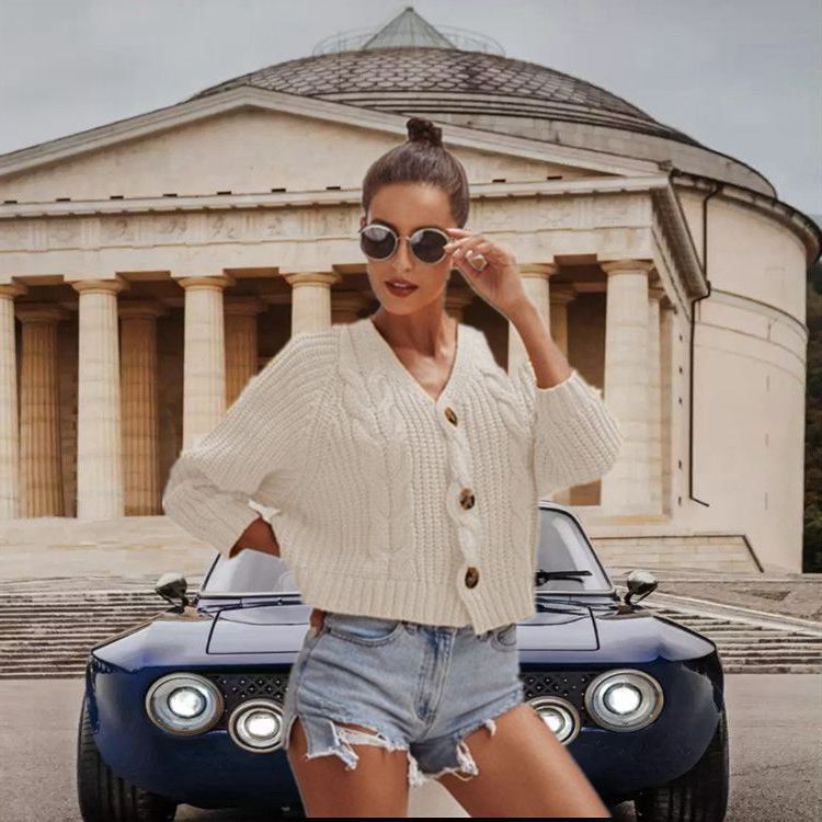 Autumn And Winter Button Sweaters White