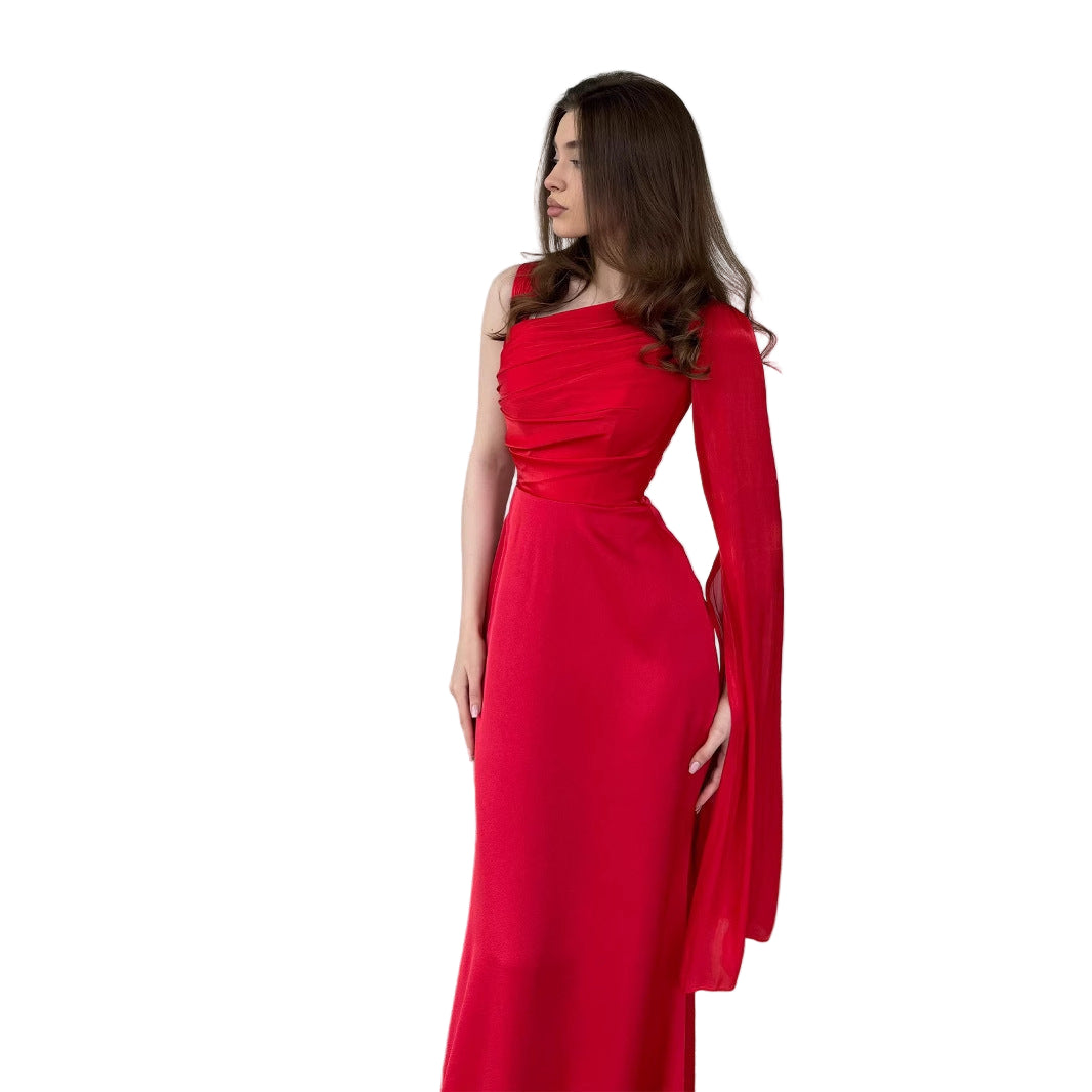 SS Elegant Satin Dress Red