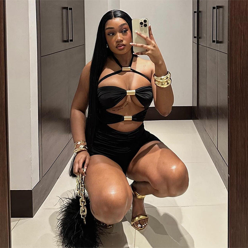 Women's Hollow-out Lace-up Jumpsuit