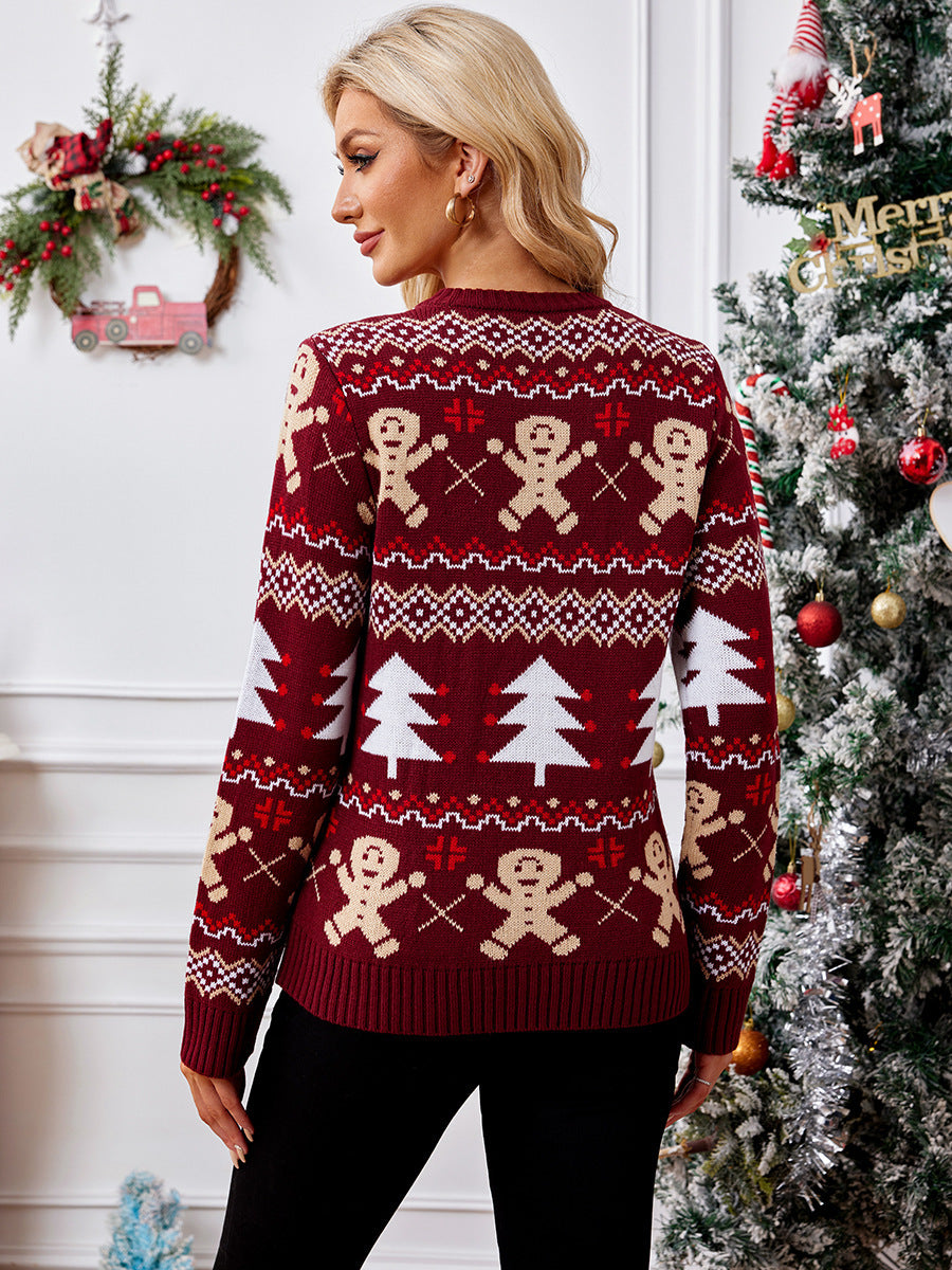 Gingerbread Man Jacquard Leisure Sweater
