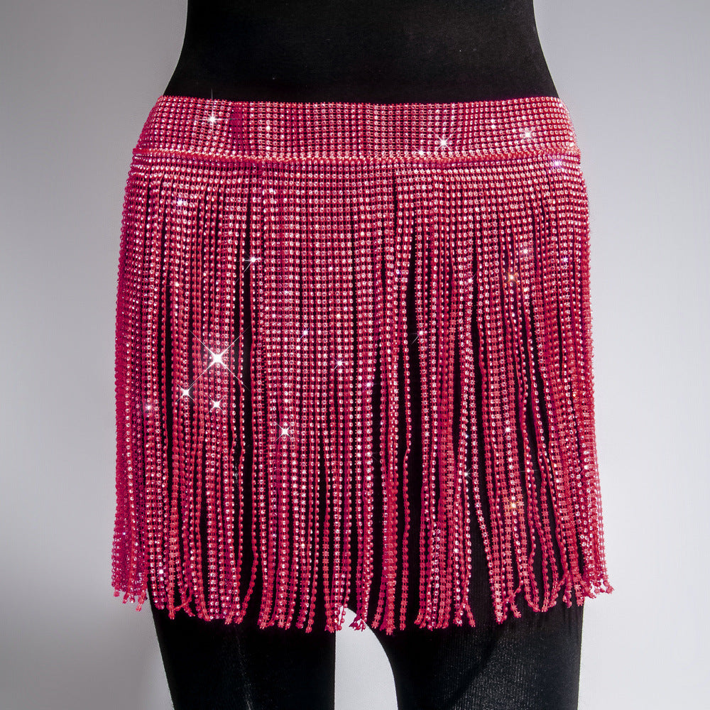 SS Rhinestone Skirt Rose Red