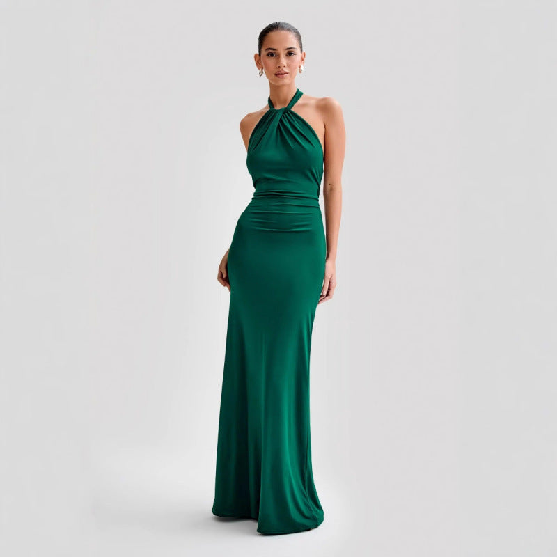 Bodycon Halter Maxi Dresses Dark Green