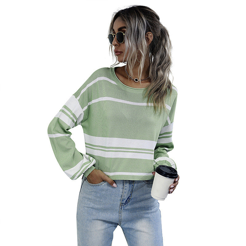 Women's Striped Bottomed Knit Sweater