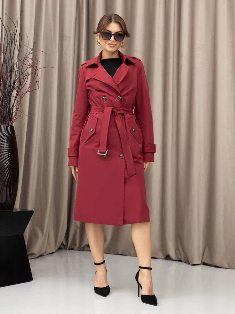 SS Classic Style Lace-up Coat Red