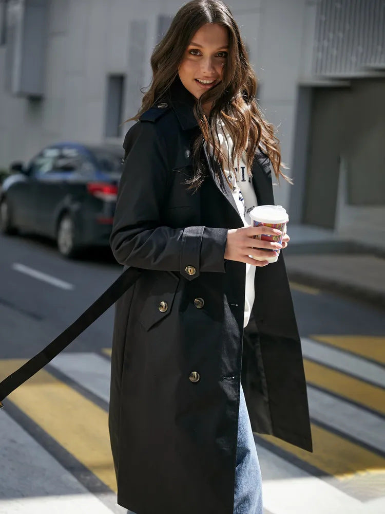 SS Classic Style Lace-up Coat Black