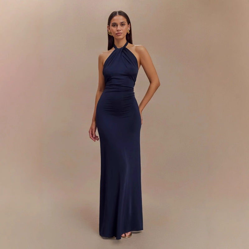 Bodycon Halter Maxi Dresses dark blue