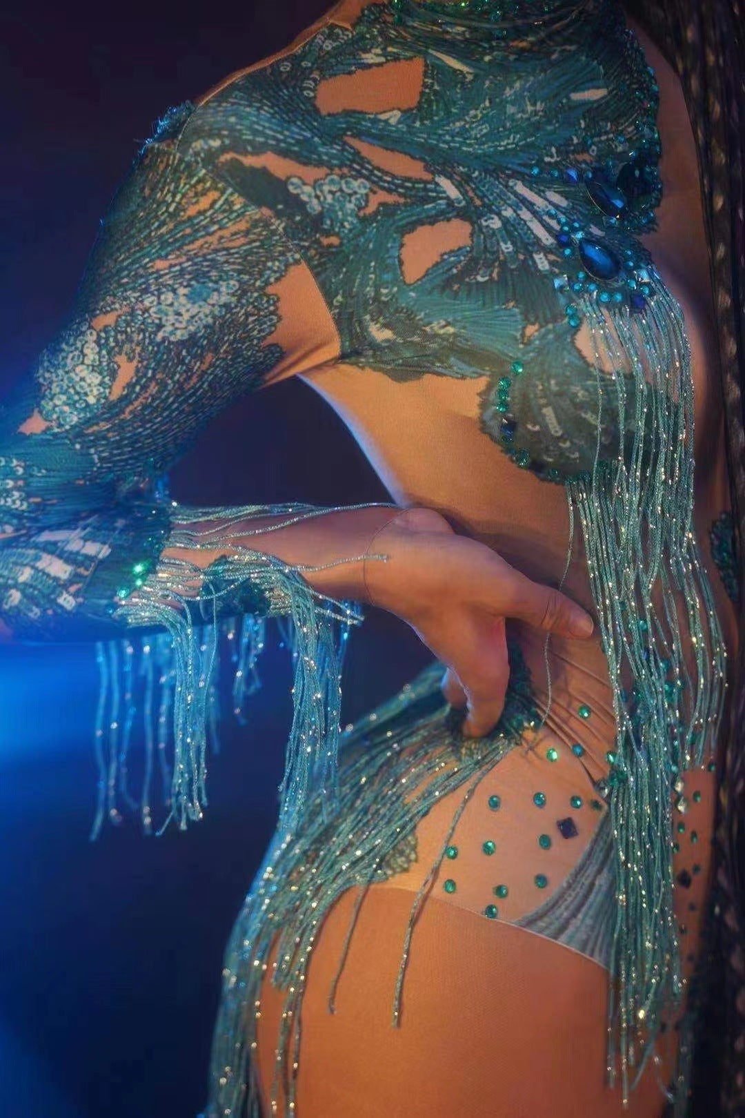 Mesh Stretch Rhinestone Dress