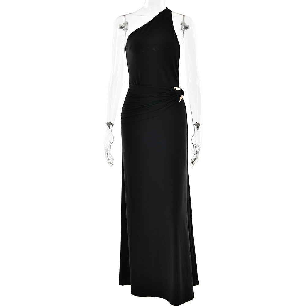 Sexy Backless Metal Decoration Elegant Dress
