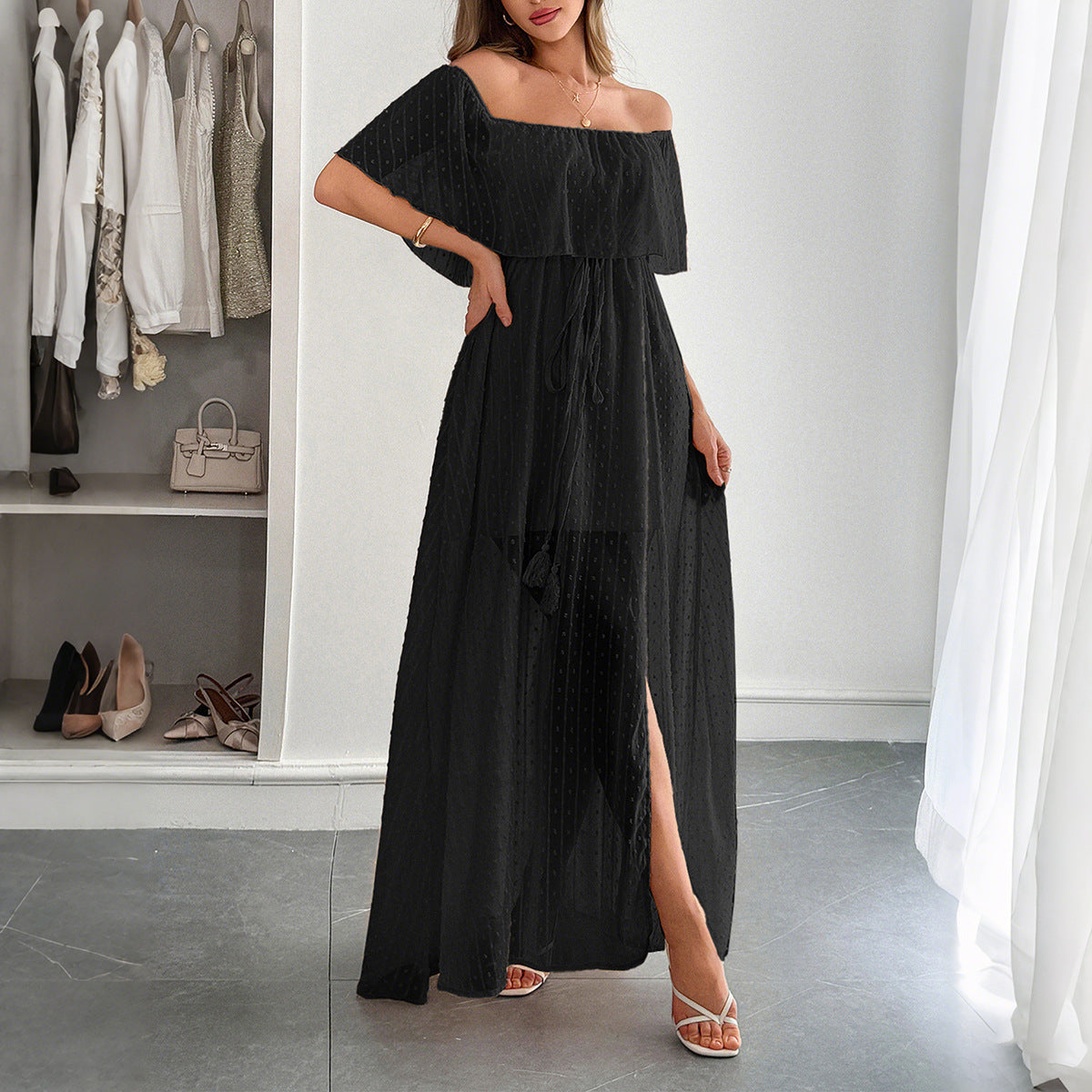 Elegant Tube Top Corset shorts Dress Black