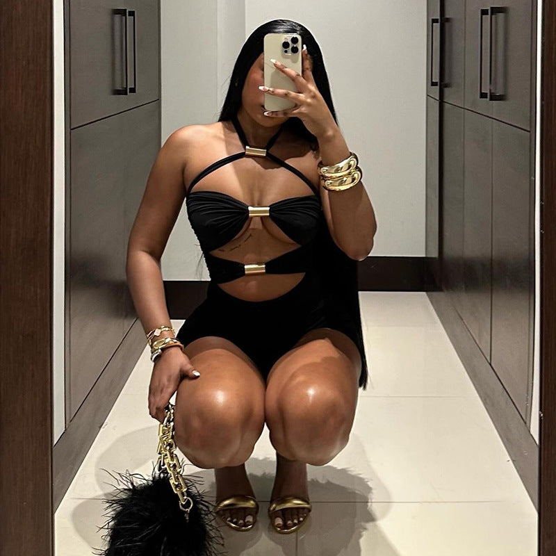 Women's Hollow-out Lace-up Jumpsuit