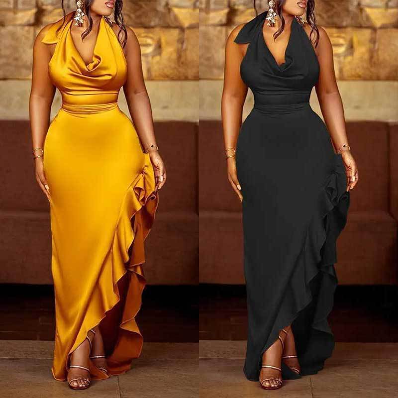 Women’s Elegant Sleeveless Halter Sheath Dress