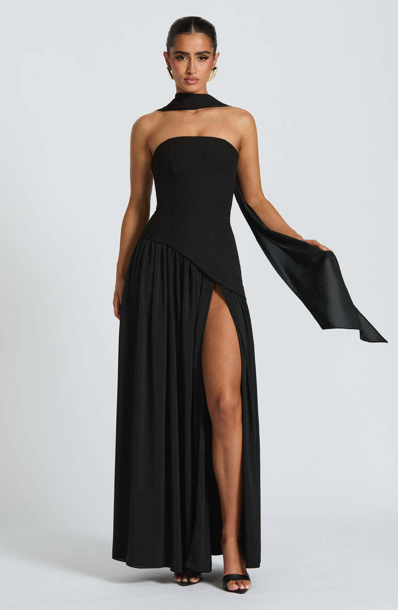 Sexy Backless Tube Top Split Dress Black