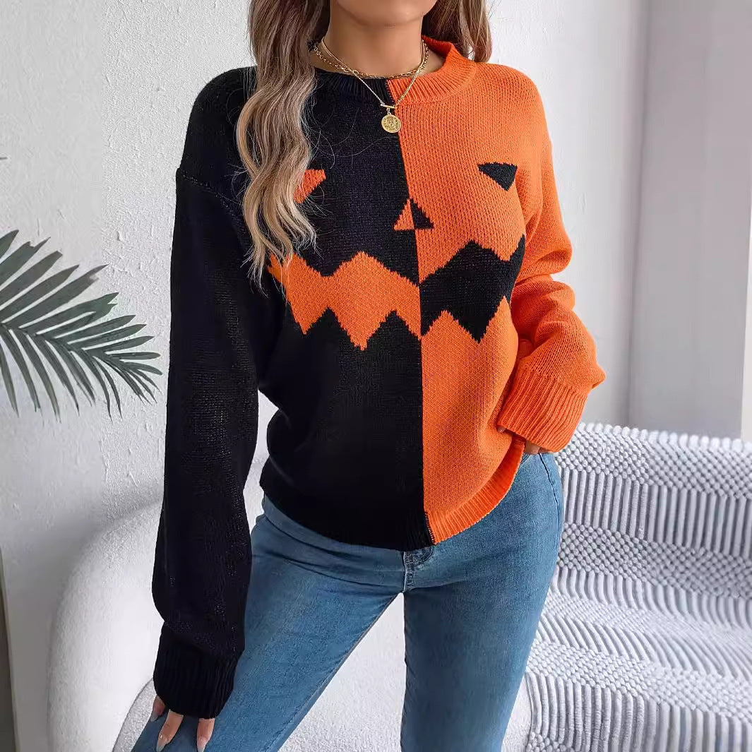 Halloween Pullover Sweater Orange