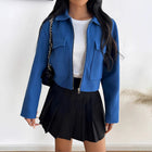 Autumn And Winter Long-sleeve Zipper Jacket Blue