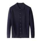 Worsted Single-sided Wool Sweater Navy Blue