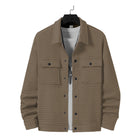 Men's Casual Jacquard Plaid Baggy Coat Khaki