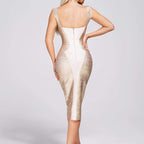 Women's Fashion Suspenders Bronzing Bandage One-piece Dress