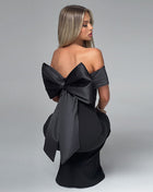SS Bow Off-shoulder Dress Black