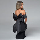 Elegant Bow Off-shoulder Dress Black