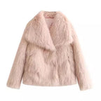 Winter Plush Coat Fashion Thicken Lapel Outwear Jacket Pink