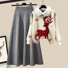 All-matching Knitted Sweater Skirt Two-piece Set white suit