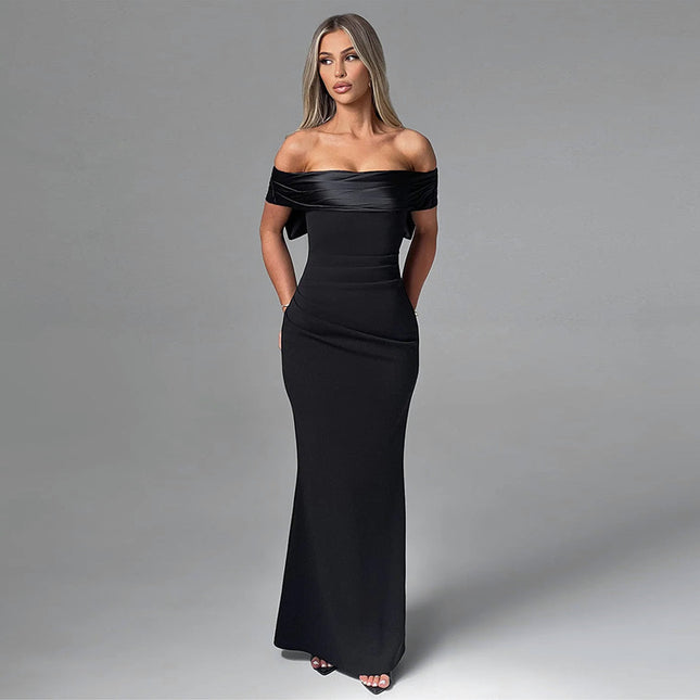 Elegant Bow Off-shoulder Dress