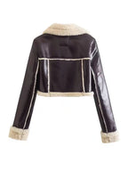 Women's Short Lapel Long Sleeve Personality Jacket
