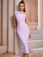 Elegant One Shoulder Sexy Dress Purple