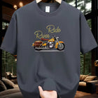 Men's Fashion Casual Motorcycle Pattern Printed T-shirt 2PC Dark Grey
