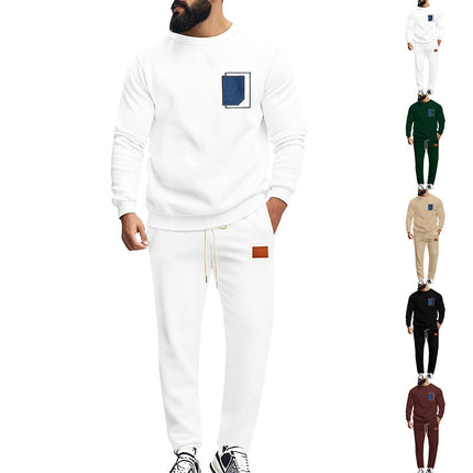 Men's Sport Suit Color Matching Sweater Two-piece X