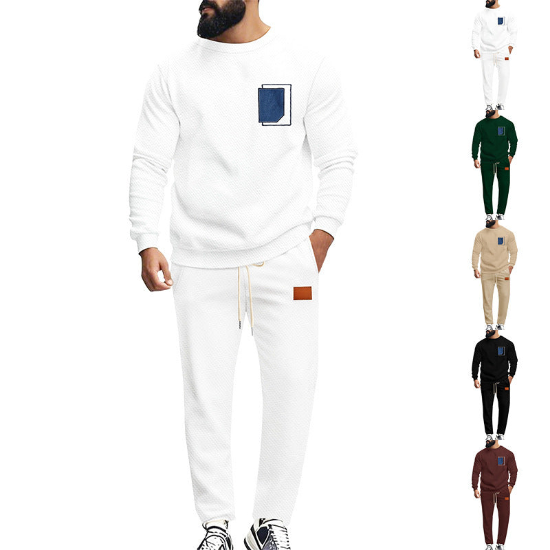 Men's Sport Suit Color Matching Sweater Two-piece X