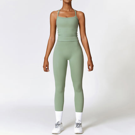 Brushed Yoga Suit Quick-drying Workout Clothes Green