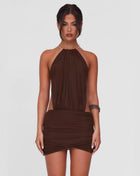 SS Lace Up Dress Brown S