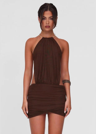 SS Lace Up Dress Brown S