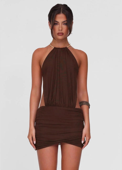 SS Lace Up Dress Brown S