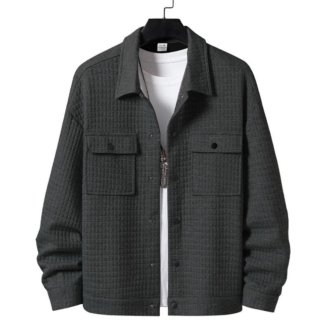 Men's Casual Jacquard Plaid Baggy Coat