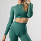 Seamless Yoga Long-sleeved Top Tight Quick Dry Hygroscopic Suit For Women Peacock green