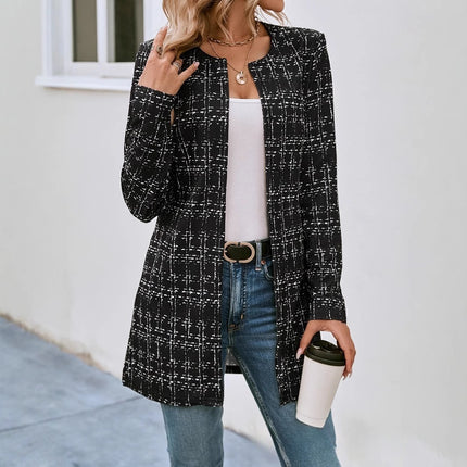 Casual Elegant Plaid Cardigan