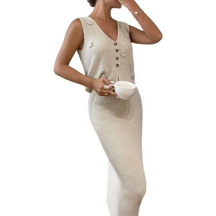 Three-dimensional Flowers Knitted Two-piece Set