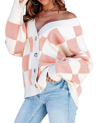 SS Checkered Cardigan Pink