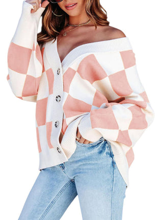 SS Checkered Cardigan Pink